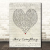 Brad Paisley She's Everything Script Heart Song Lyric Print