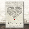 John Stoddart Isn't She Lovely Script Heart Song Lyric Print