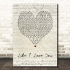 Lost Frequencies Like I Love You Script Heart Song Lyric Print