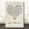 Robin Thicke Lost Without U Script Heart Song Lyric Print