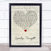 Joshua Radin Lovely tonight Script Heart Song Lyric Print