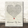 Kelly Clarkson Because Of You Script Heart Song Lyric Print