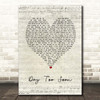 Sia Day Too Soon Script Heart Song Lyric Print