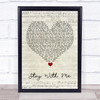 Chanyeol & Punch Stay With me Script Heart Song Lyric Print