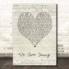 fun. We Are Young Script Heart Song Lyric Print