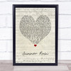 Belinda Carlisle Summer Rain Script Heart Song Lyric Print