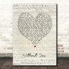 Upchurch Without You Script Heart Song Lyric Print