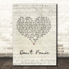 Coldplay Don't Panic Script Heart Song Lyric Print
