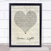 John Legend Green Light Script Heart Song Lyric Print