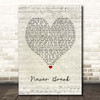 John Legend Never Break Script Heart Song Lyric Print