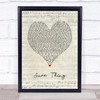 Miguel Sure Thing Script Heart Song Lyric Print