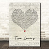 The Twang Two Lovers Script Heart Song Lyric Print