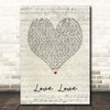 Take That Love Love Script Heart Song Lyric Print