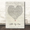 Jah Cure All Of Me Script Heart Song Lyric Print