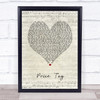 Jessie J Price Tag Script Heart Song Lyric Print