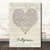 Random Hero Outgrown Script Heart Song Lyric Print