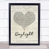 Taylor Swift Daylight Script Heart Song Lyric Print