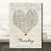 The Weeknd Thursday Script Heart Song Lyric Print