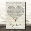 Westlife My Love Script Heart Song Lyric Print