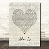 Ne-Yo She Is Script Heart Song Lyric Print