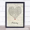 Red Pieces Script Heart Song Lyric Print