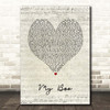 Usher My Boo Script Heart Song Lyric Print