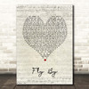 Blue Fly By Script Heart Song Lyric Print