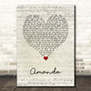 Boston Amanda Script Heart Song Lyric Print
