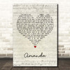 Don Williams Amanda Script Heart Song Lyric Print