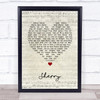 Frankie Valli Sherry Script Heart Song Lyric Print