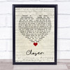 Kings Of Leon Closer Script Heart Song Lyric Print