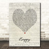 Pharrell Williams Happy Script Heart Song Lyric Print