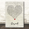 Red Hot Chili Peppers Dosed Script Heart Song Lyric Print