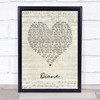 Cam Diane Script Heart Song Lyric Print