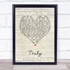 Lionel Ritchie Truly Script Heart Song Lyric Print