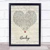 Bakermat Baby Script Heart Song Lyric Print