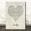 Brett Young Lady Script Heart Song Lyric Print