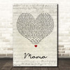 Jonas Blue Mama Script Heart Song Lyric Print