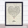 Green Day She Script Heart Song Lyric Print