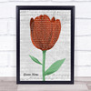 Barry Manilow Even Now Grey Script Watercolour Tulip Song Lyric Print