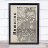 Elvis Presley Memories Shadow Song Lyric Print