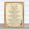 Pink Who Knew Vintage Guitar Song Lyric Print