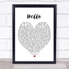 Hello Adele Heart Quote Song Lyric Print