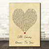 Kodaline All Comes Down To You Vintage Heart Song Lyric Print