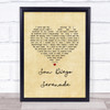 Tom Waits San Diego Serenade Vintage Heart Song Lyric Print