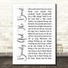 Celine Dione Beauty And The Beast White Script Song Lyric Quote Print