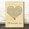 Elvis Presley I'll Remember You Vintage Heart Song Lyric Print