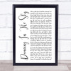 Dani And Lizzy Dancing In The Sky White Script Song Lyric Quote Print