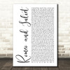 Dire Straits Romeo And Juliet White Script Song Lyric Quote Print
