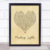 Roadtrip Flashing Lights Vintage Heart Song Lyric Print